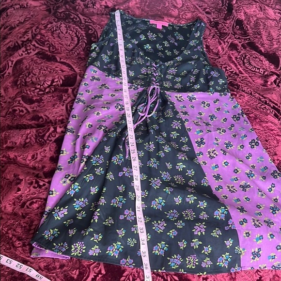 Betsey Johnson Black and Purple Floral Baby Doll Dress 10 - Picture 9 of 9